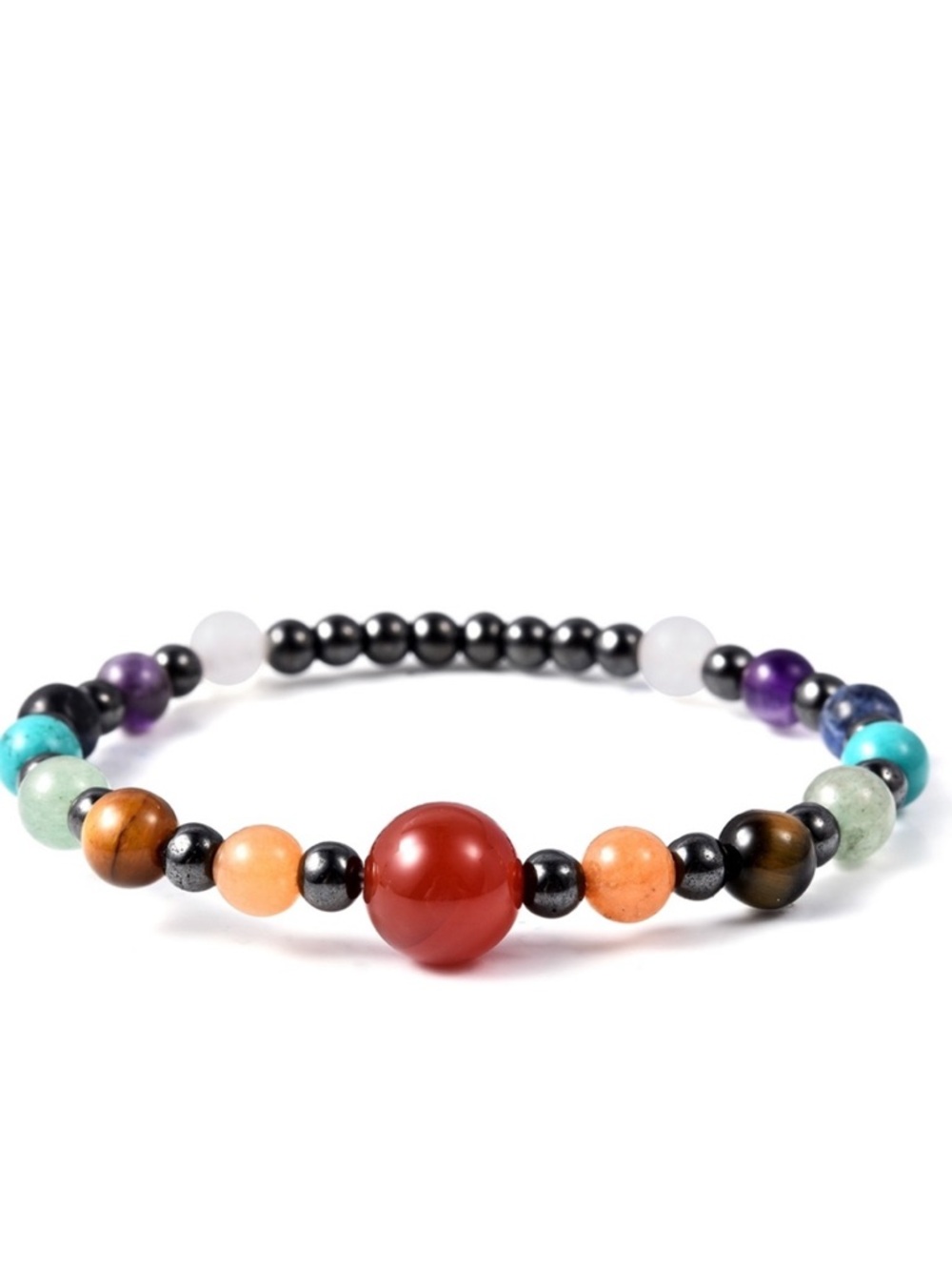 Multi Gemstone and Hematite Stretch Bracelet